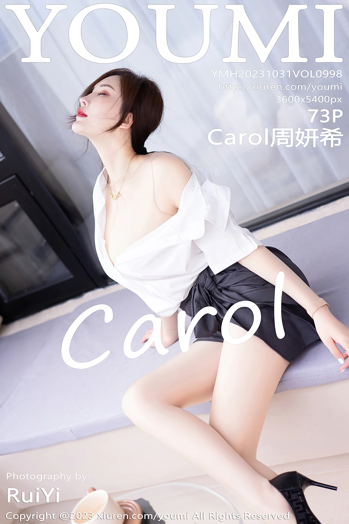 [YouMi尤蜜荟]Vol.998_女神Carol周妍希性感白T配黑短裙露超薄无内肉丝惹火诱惑写真73P-秀人网 - XiuRen.Xyz